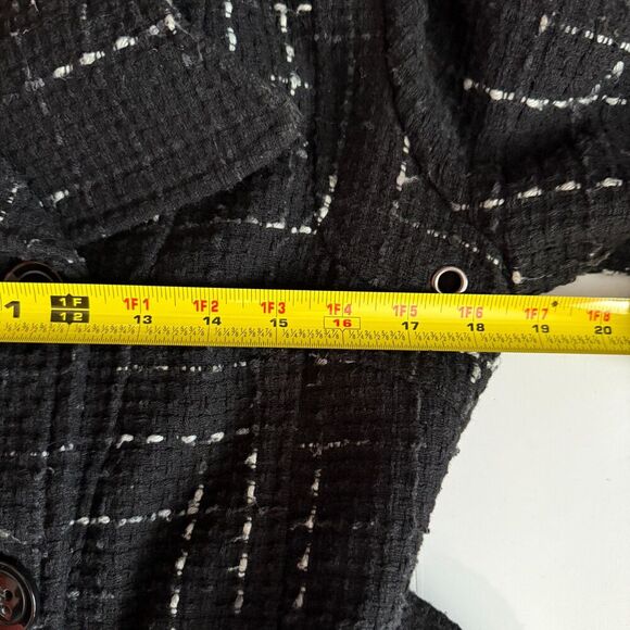 Maralyn & Me Double Breasted Pea Coat Tweed Black Plaid Jacket - Picture 14 of 14